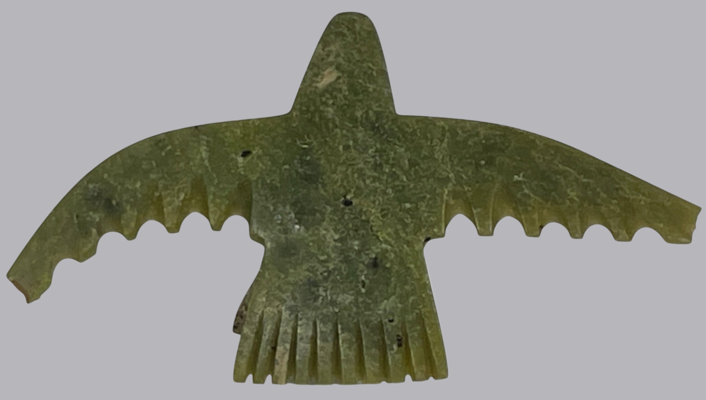 Signed Inuit Green Soapstone Bird Sculpture – Inuktitut Syllabics
