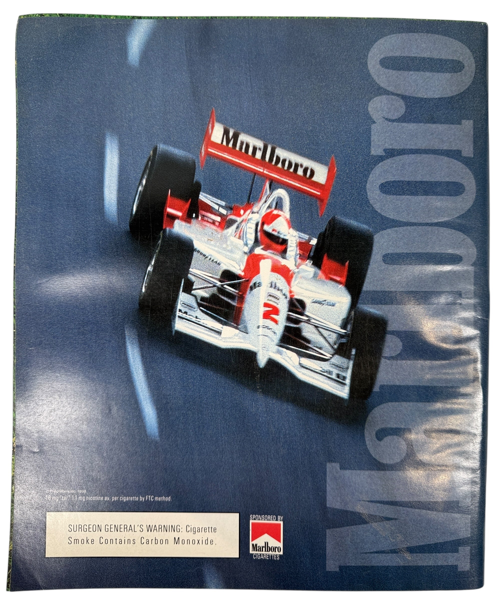Marlboro-sponsored Formula 1 car on a blue background with Marlboro branding.