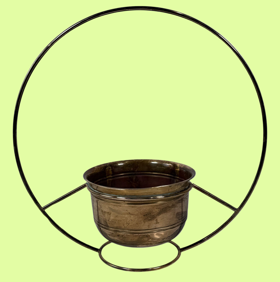 Vintage Mid-Century Brass Ring Planter – Made in India