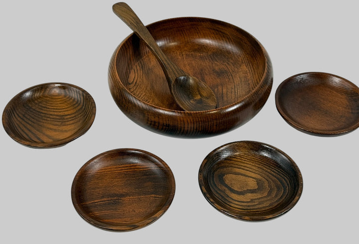 Vintage Wooden Peanut Serving Set – Made in Taiwan (Republic of China) – 1970s MCM Bar Snack Server