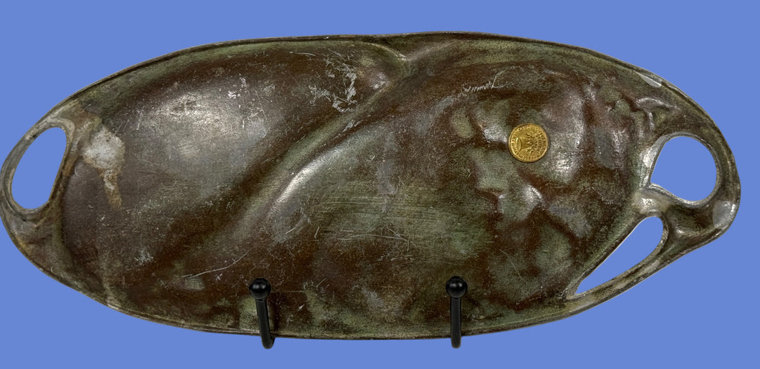 French Art Nouveau Vanity Tray “Lady with Lilies” – Fabrication Française Paris, c.1900