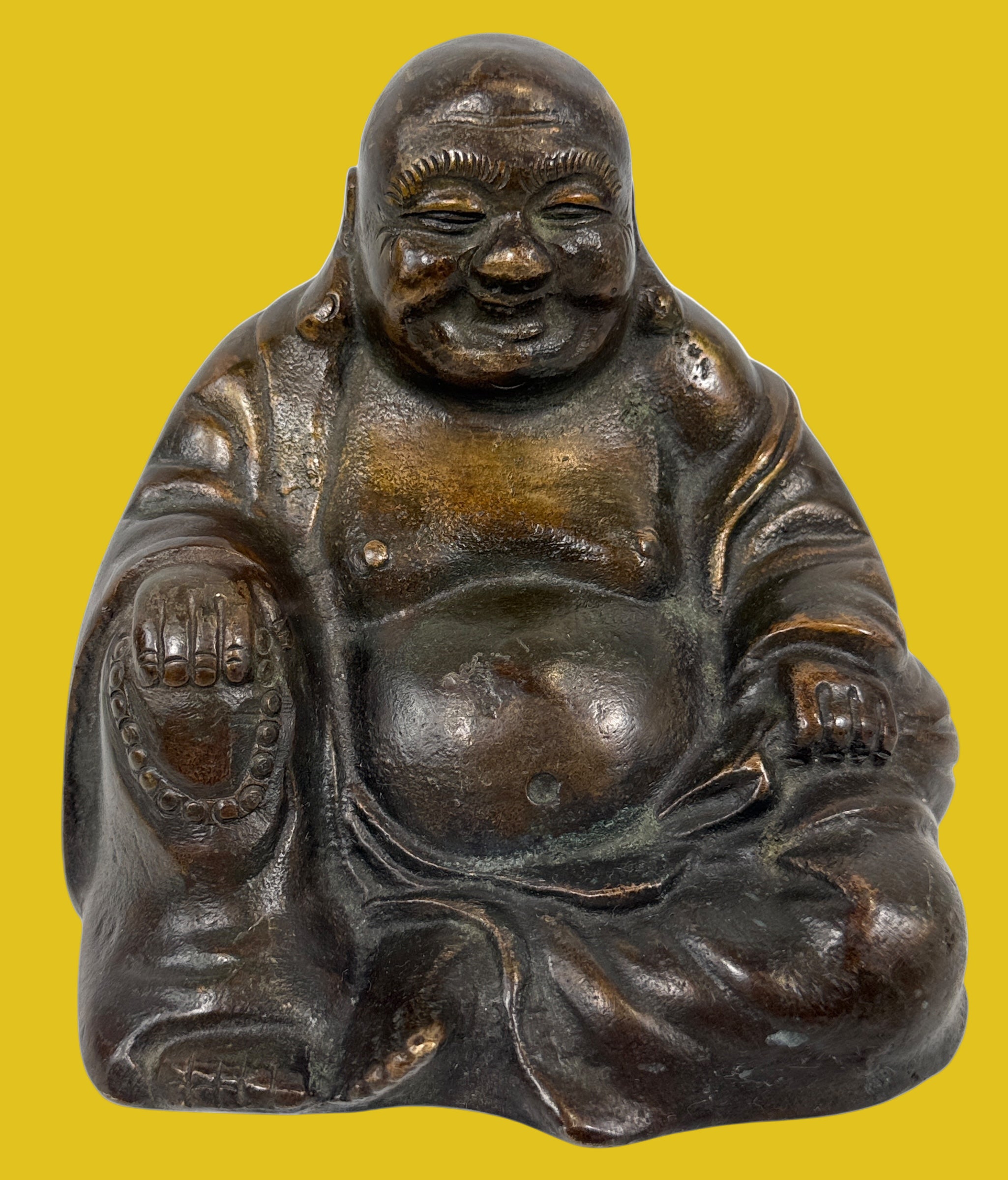  Solid Bronze Laughing Buddha Statue 