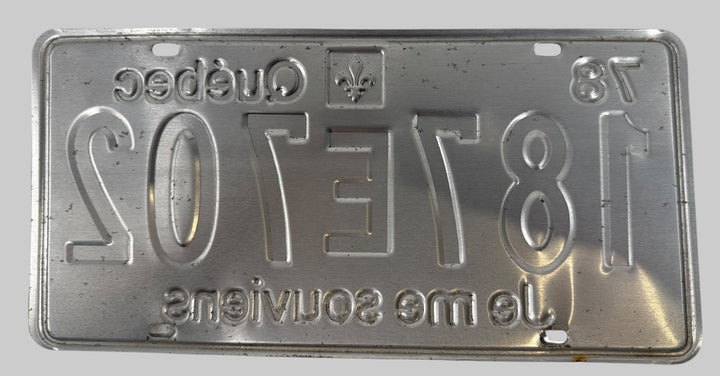 Vintage 1978 Québec Licence Plate – “Je me souviens” – Authentic Passenger Car Plate
