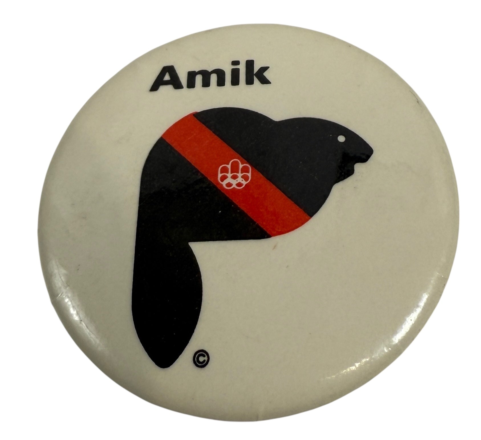1976 Montréal Olympics Mascot Amik Beaver Pin Badge – Vintage Enamel Souvenir