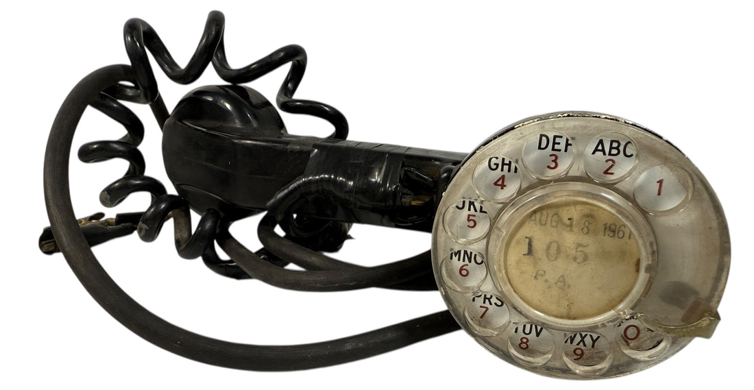 Vintage 1961 Western Electric 1013A lineman’s test phone handset – black Bakelite rotary dial Bell System tool, USA telecom collectible, retro industrial décor.