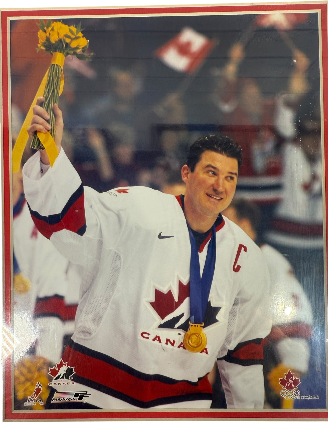 Factory-sealed Mario Lemieux PhotoFile plaque – Team Canada 2002 Olympic Gold Medal Champion, Salt Lake City. Official NHLPA collectible.