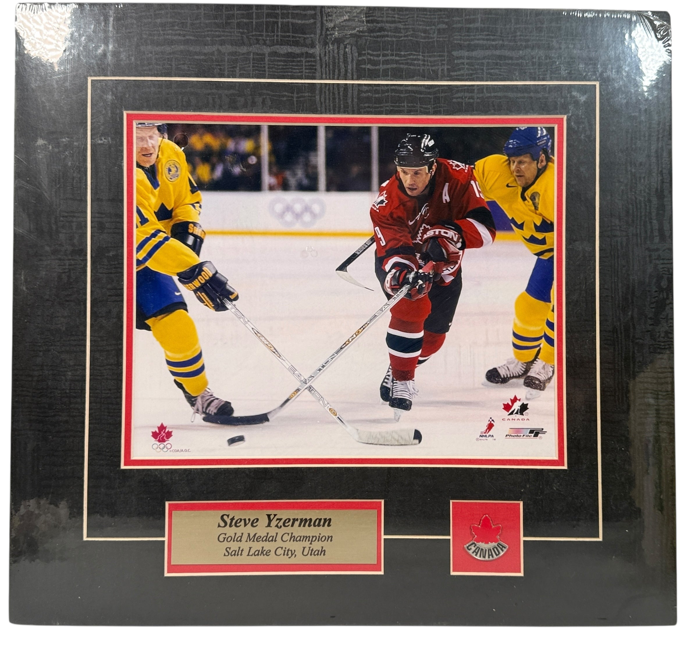 Steve Yzerman Team Canada – Gold Medal Champion, Salt Lake City 2002 – Photo File Framed Plaque (Sealed)
