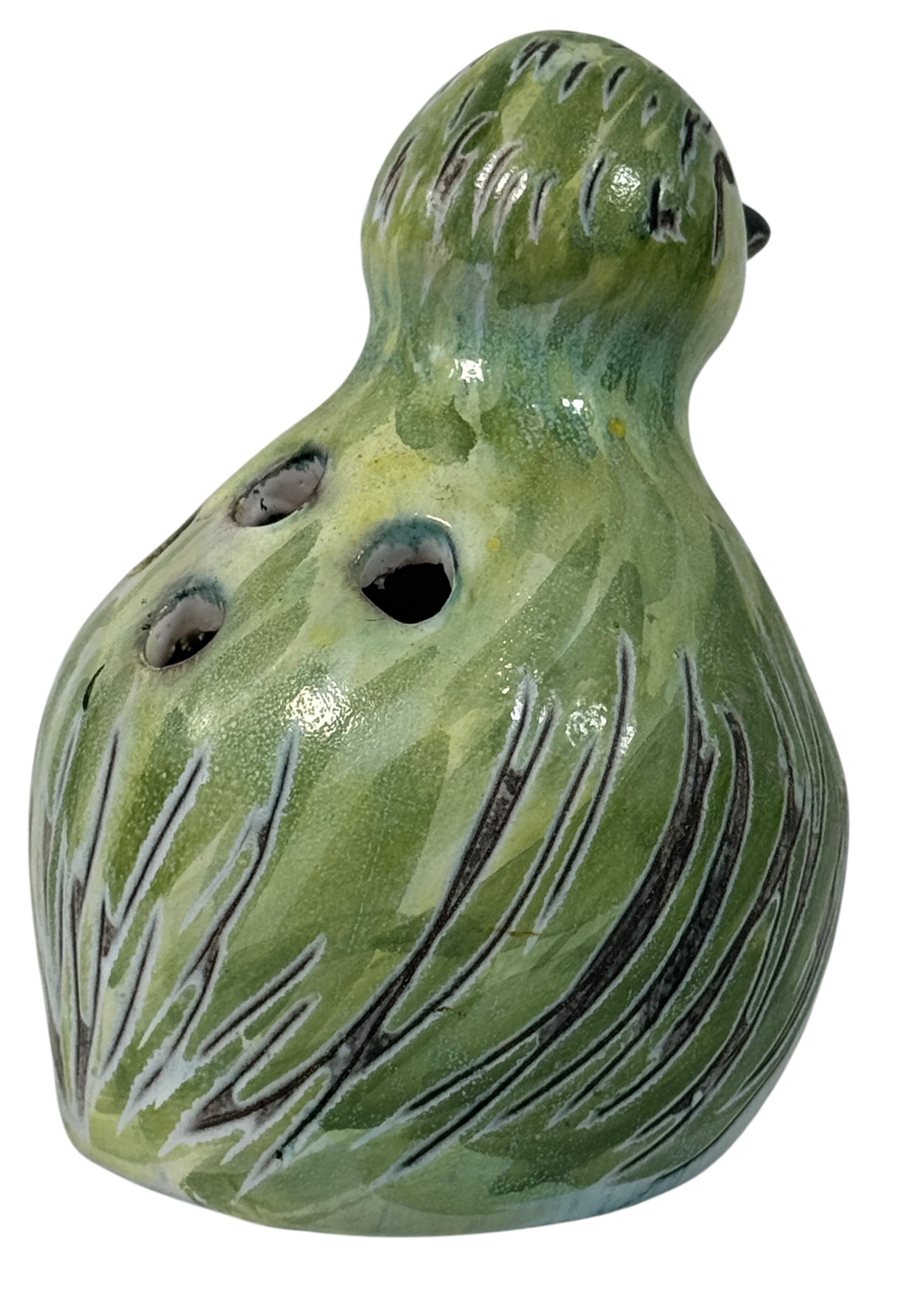 Mid-century French bird sculpture by Camos Vallauris, signed 5″ green ceramic art piece, 1960s Vallauris pottery collectible from France.