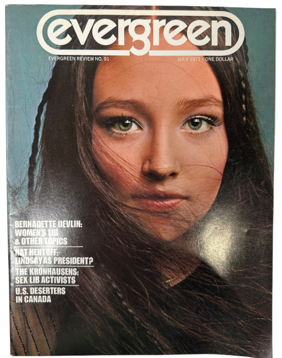 July 1971 Evergreen Review #91 – Bernadette Devlin interview, Frank O’Hara poems, Nat Hentoff essay, and erotic art by the Kronhausens.