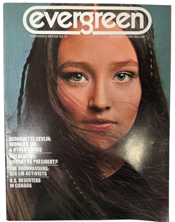 July 1971 Evergreen Review #91 – Bernadette Devlin interview, Frank O’Hara poems, Nat Hentoff essay, and erotic art by the Kronhausens.