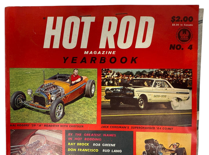 Hot Rod Magazine Yearbook No. 4 from the 1960s. Classic drag racing, hot rod builds, and vintage auto culture. Fair condition collectible. Eco Depot Montréal.