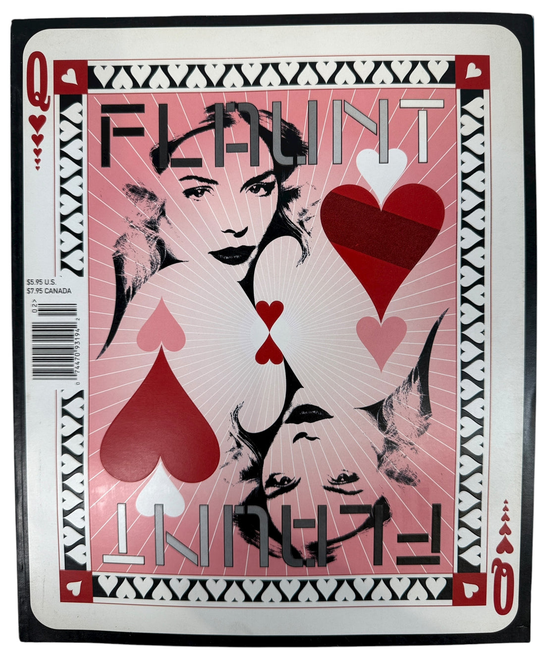 Flaunt Magazine February 2002 James King Men’s Issue. Bold Queen of Hearts cover, VG condition, culture and fashion features. Collectible early 2000s Flaunt.
