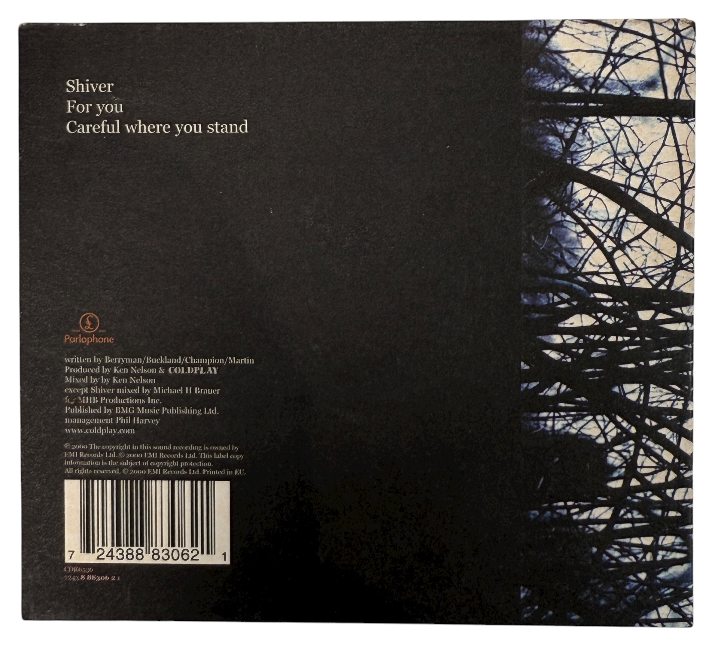 Coldplay Shiver 2000 UK CD single on Parlophone. VG+ disc in original gatefold sleeve. Includes For You and Careful Where You Stand. Ships from Canada.