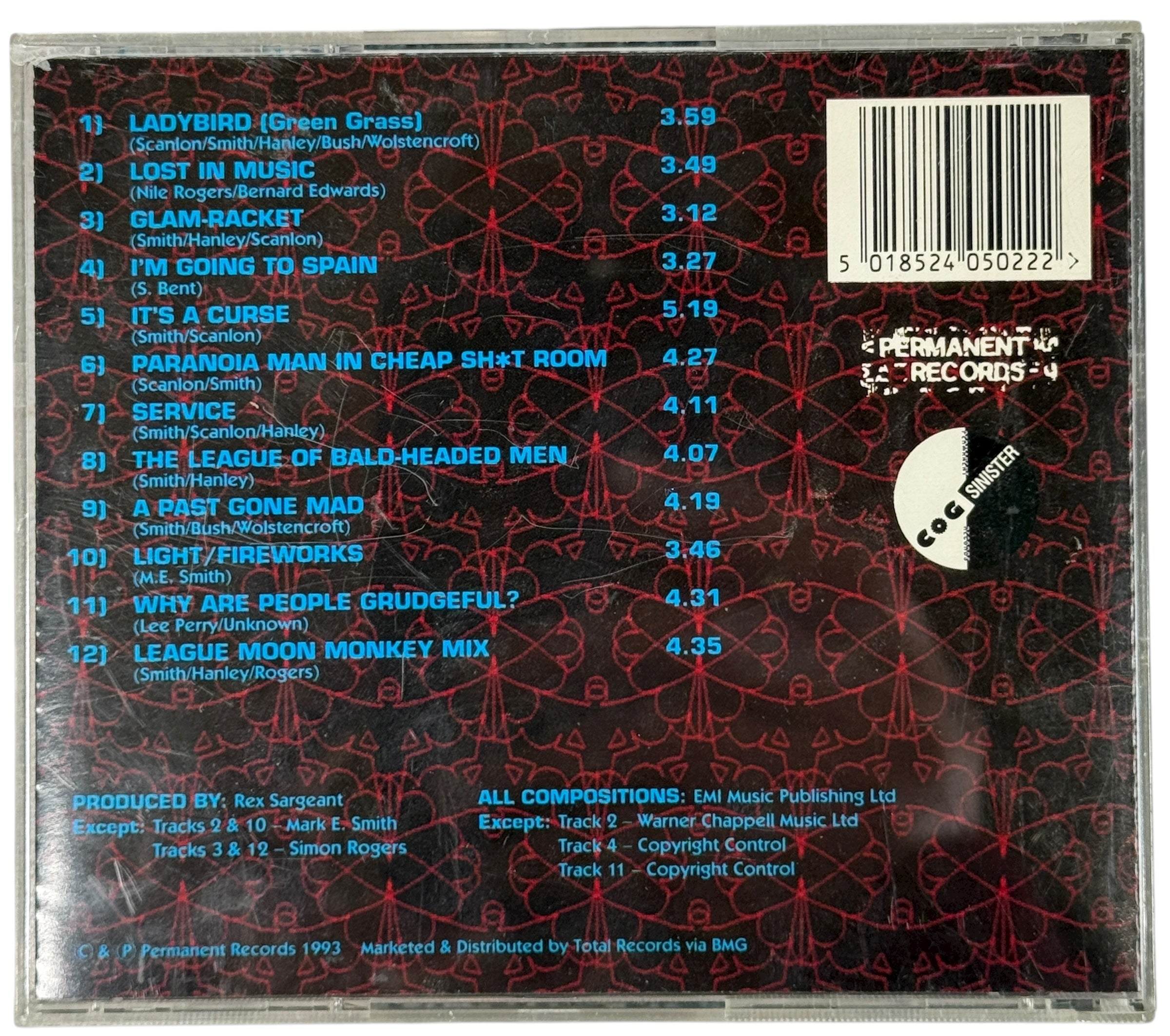 1993 Permanent Records CD of The Fall’s The Infotainment Scan. MPO-made original pressing, VG+ disc with complete artwork. Ships from Montreal.