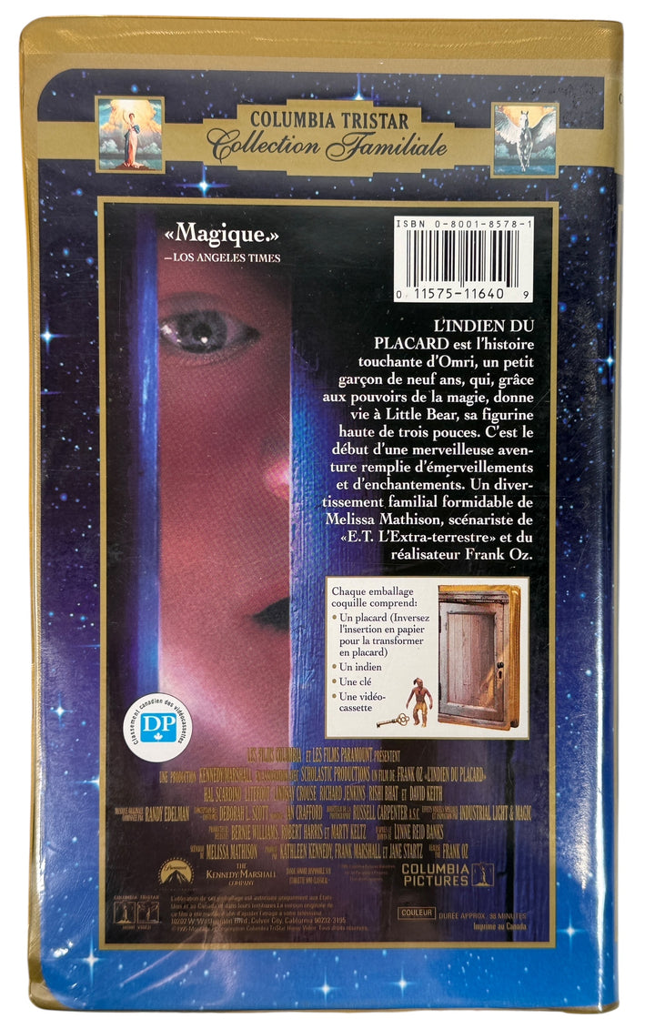 Rare 1995 Indian in the Cupboard Canadian VHS gift set with sealed Little Bear figure. Collectible 90s promo edition in good condition. Fast shipping from Montreal.