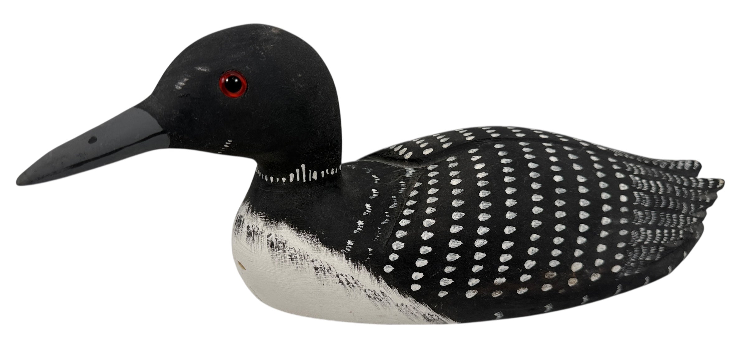 Large 14-inch Tremblay Canada hand-carved wooden loon. Vintage folk-art décor piece with original paint and maker’s stamp. Great display sculpture.