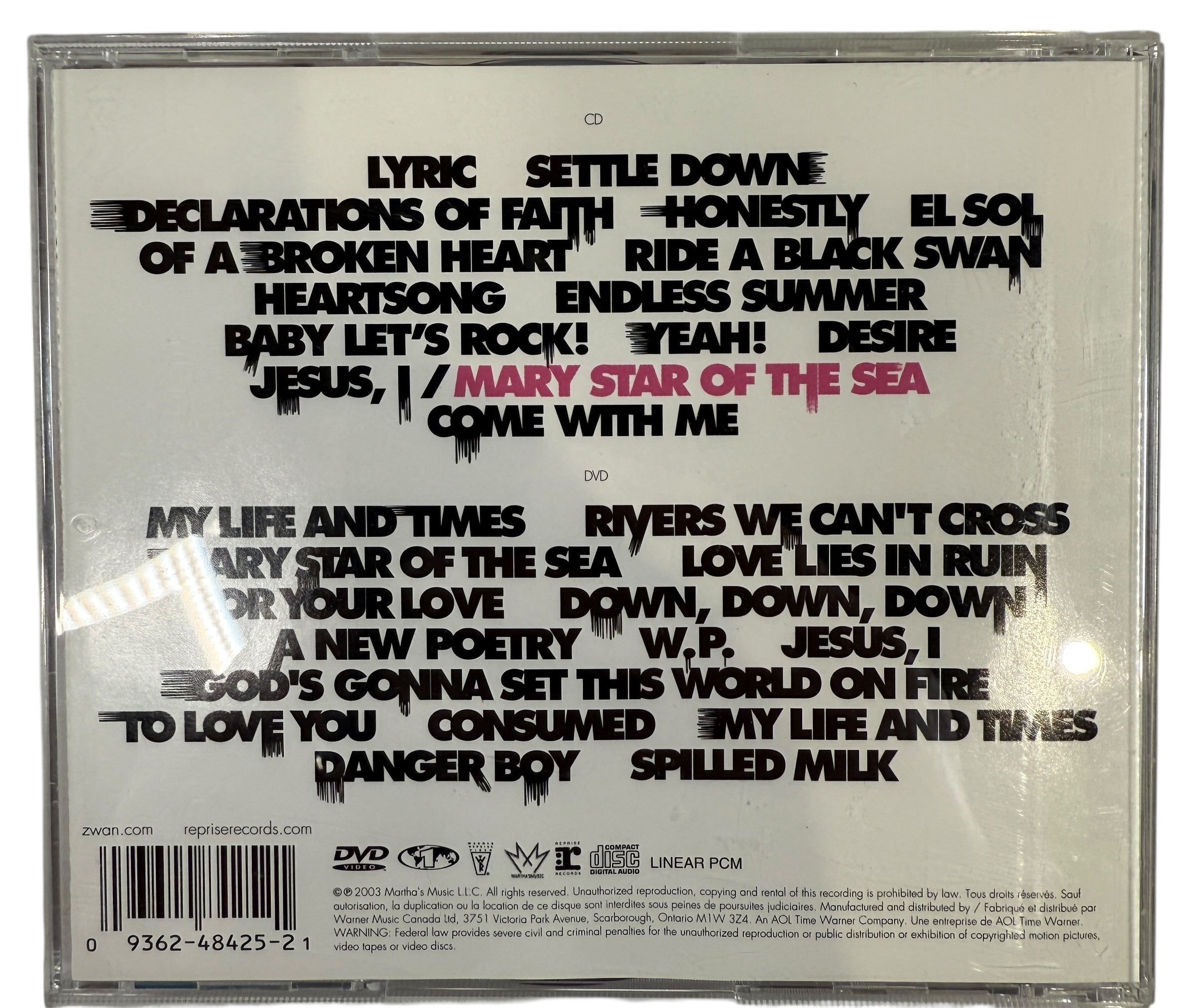 Original 2003 Zwan Mary Star of the Sea 2 CD set on Martha’s Music. Billy Corgan post–Smashing Pumpkins project. Complete and VG+.