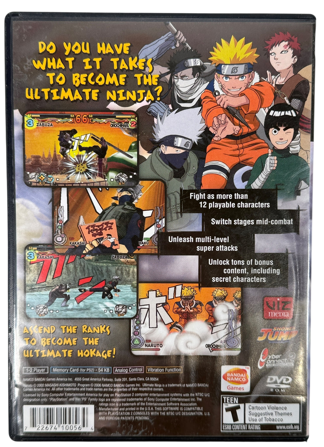 Complete in box Naruto Ultimate Ninja for PlayStation 2. Classic anime fighting game with original case, manual, and disc. Tested and ready to play.