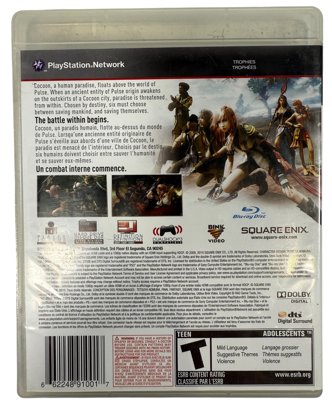 Final Fantasy XIII for PS3 complete in original case. Clean disc, Square Enix RPG with cinematic visuals, story-driven gameplay, and classic PS3 era appeal.