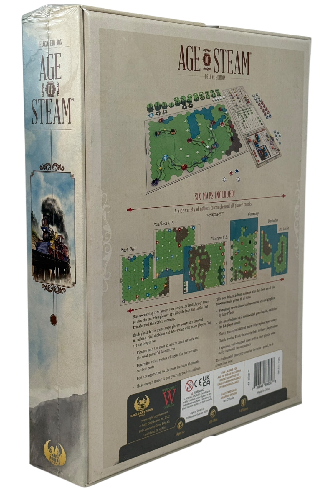 Sealed Age of Steam Deluxe Edition board game by Eagle-Gryphon. Premium Euro strategy classic with multiple maps. Collector-grade, new in wrap.
