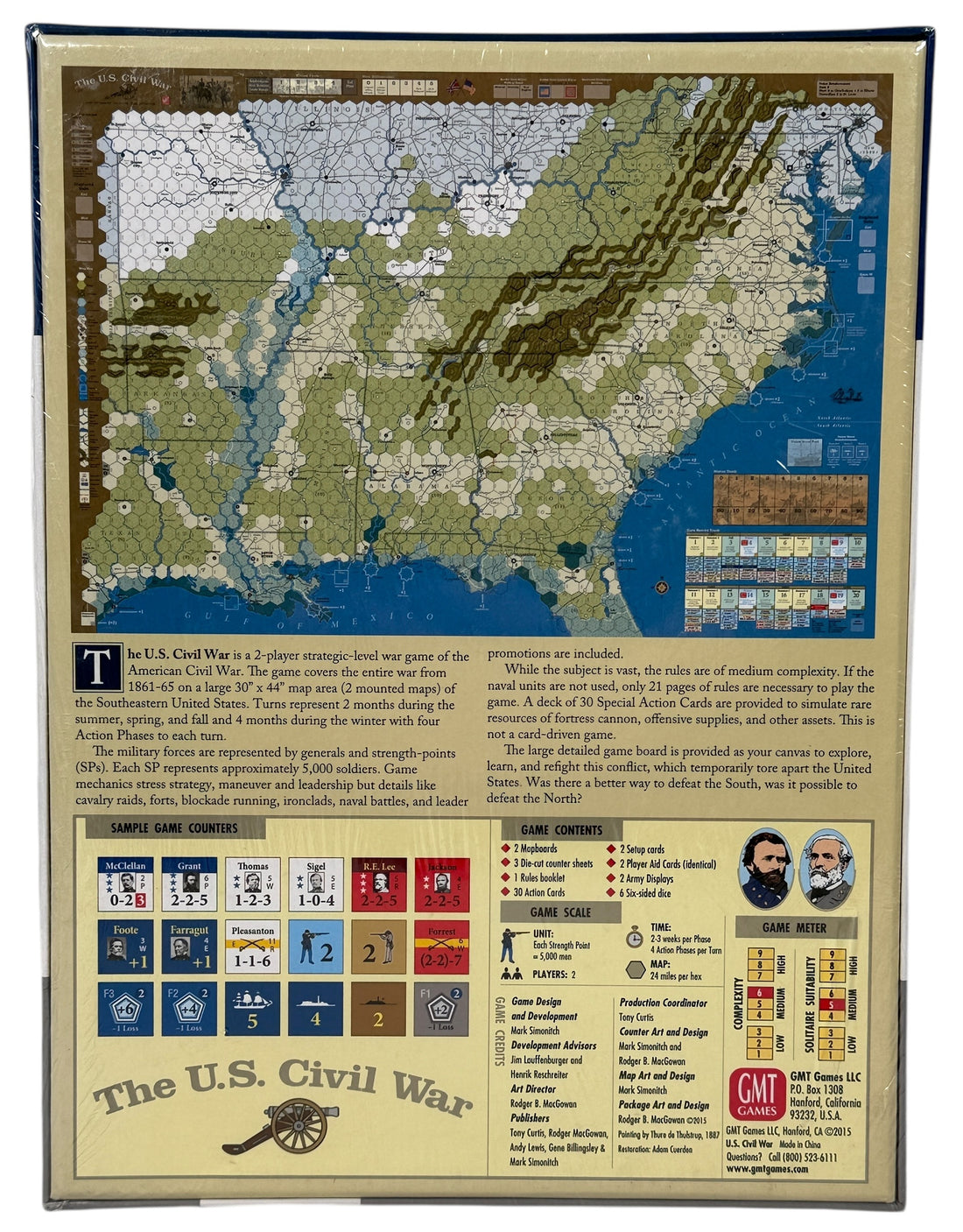Unpunched 2015 GMT Games The U.S. Civil War strategic board game by Mark Simonitch. Large hex map, deep gameplay, shrink torn on one side.