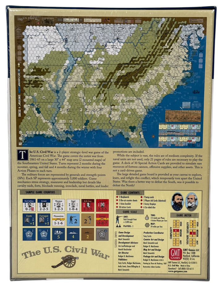Unpunched 2015 GMT Games The U.S. Civil War strategic board game by Mark Simonitch. Large hex map, deep gameplay, shrink torn on one side.