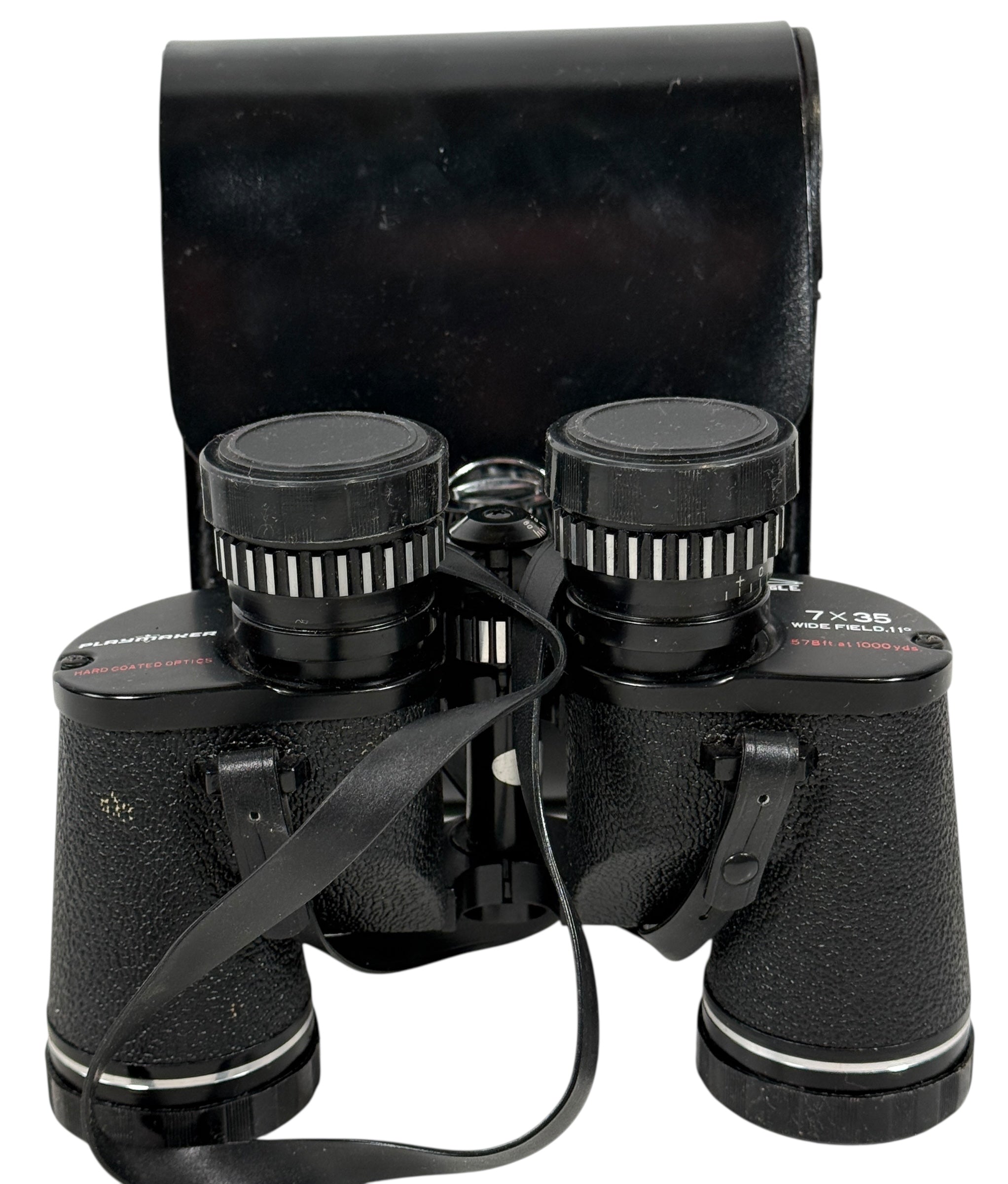 Vintage 7×35 wide-angle binoculars with case and caps. Clean optics, Japan made, 11-degree field. Ideal for birding, camping, cottage use. Complete and functional.