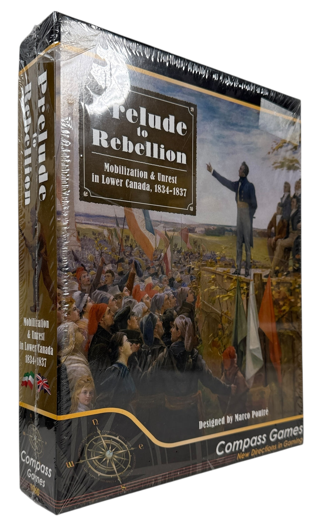 Sealed Prelude to Rebellion board game by Compass Games. Historical 2-player CDG on Lower Canada’s Patriote unrest. Collector condition. Ships from Montreal.