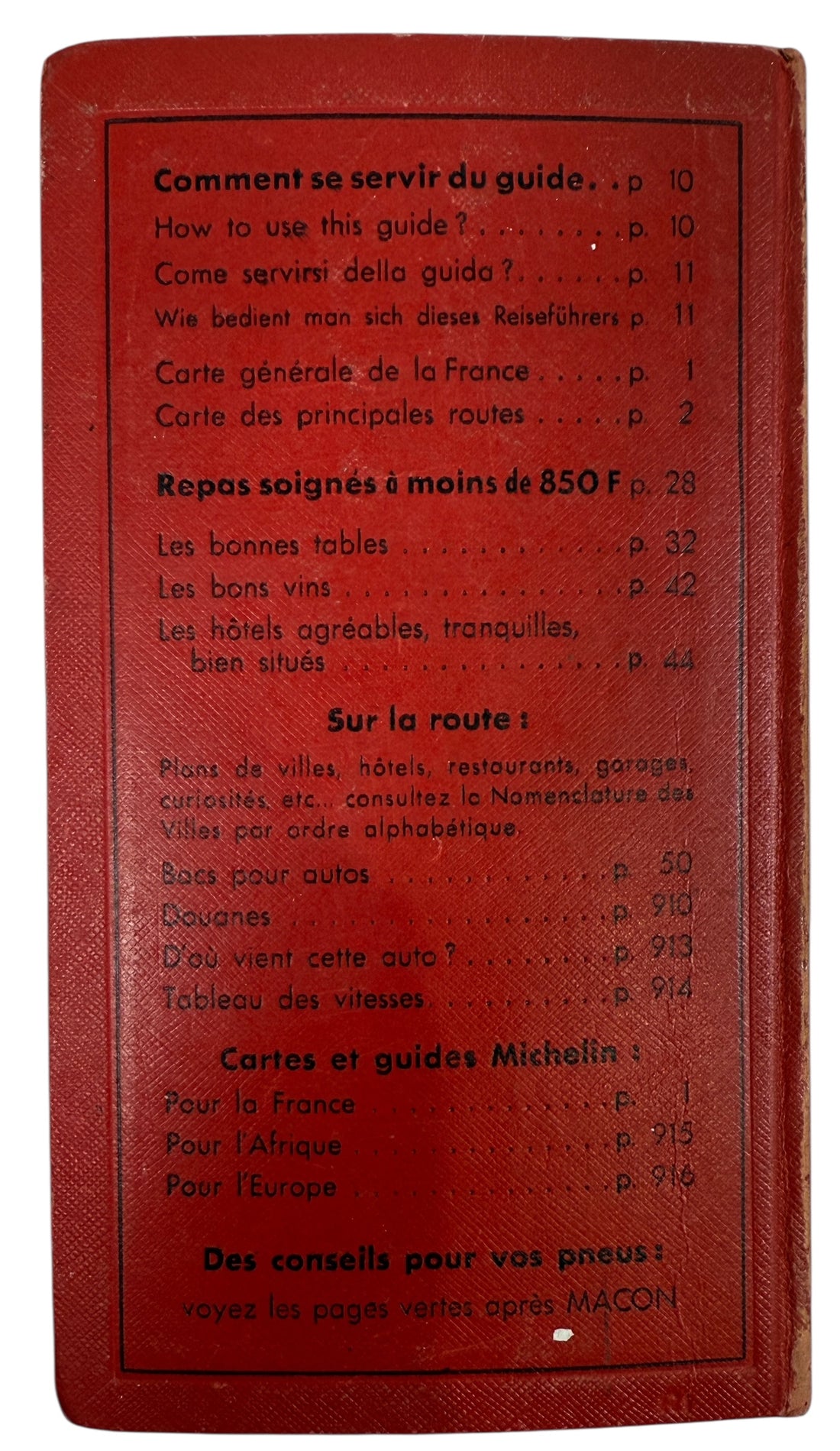 1959 Michelin Guide France red travel and restaurant book. Iconic Bibendum collectible for culinary and automotive history fans. Ships from Canada.