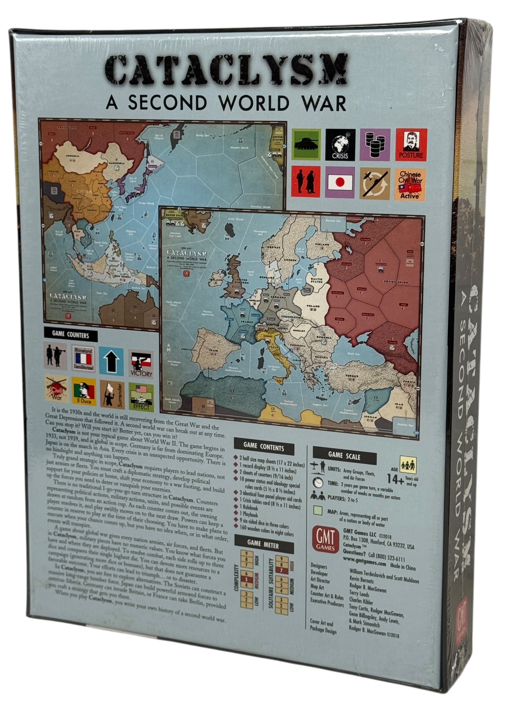 Sealed GMT Cataclysm grand strategy WWII board game. Collector-grade 2018 print with mounted maps and counters. Rare sealed copy. Ships from Canada.