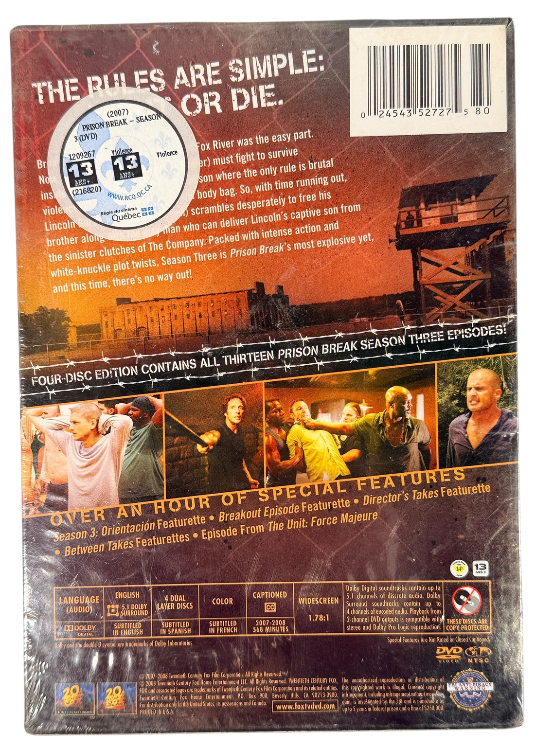 Sealed Prison Break Season 3 DVD 4-disc set 2007. Canadian retail edition. Great for collectors or binge watching. Clean case and intact shrink wrap.