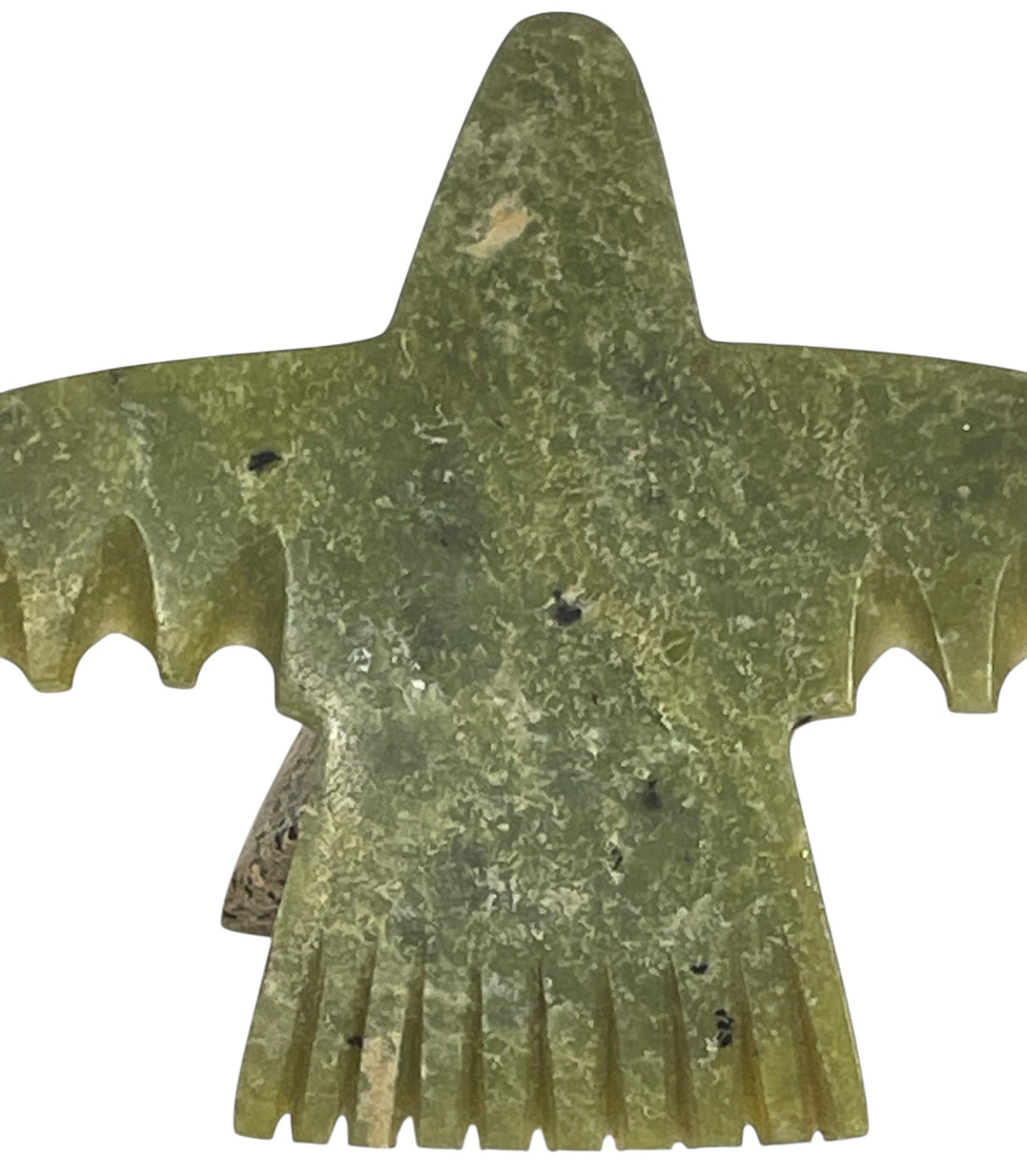 Signed Inuit Green Soapstone Bird Sculpture – Inuktitut Syllabics