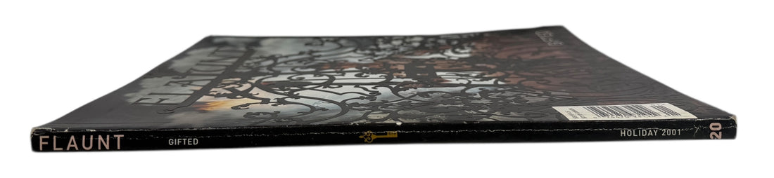 Magazine cover with 'Flaunt' branding on a white background. Holiday 2001 