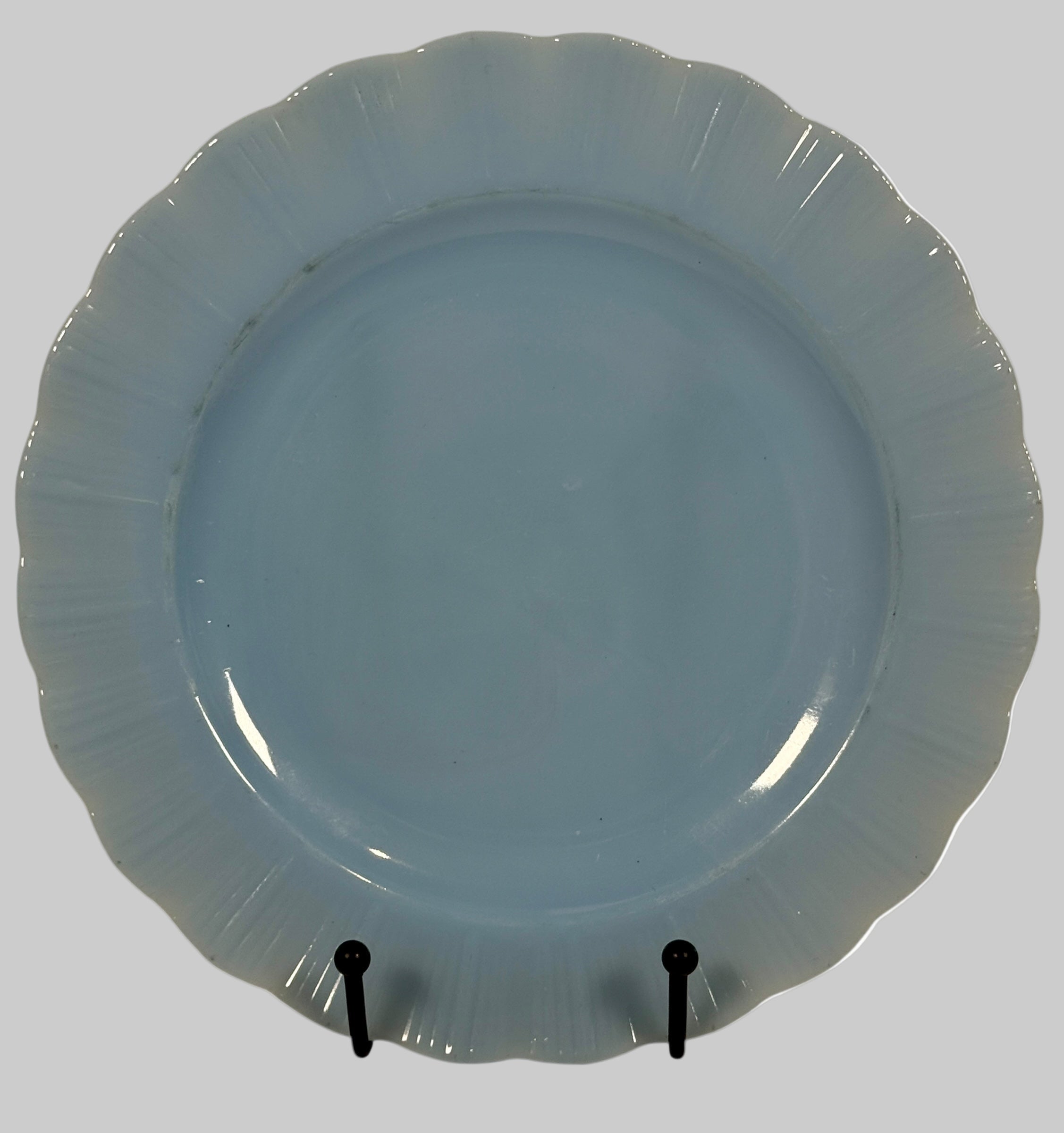 Light blue ceramic plate on a white background, Pyrex Canada