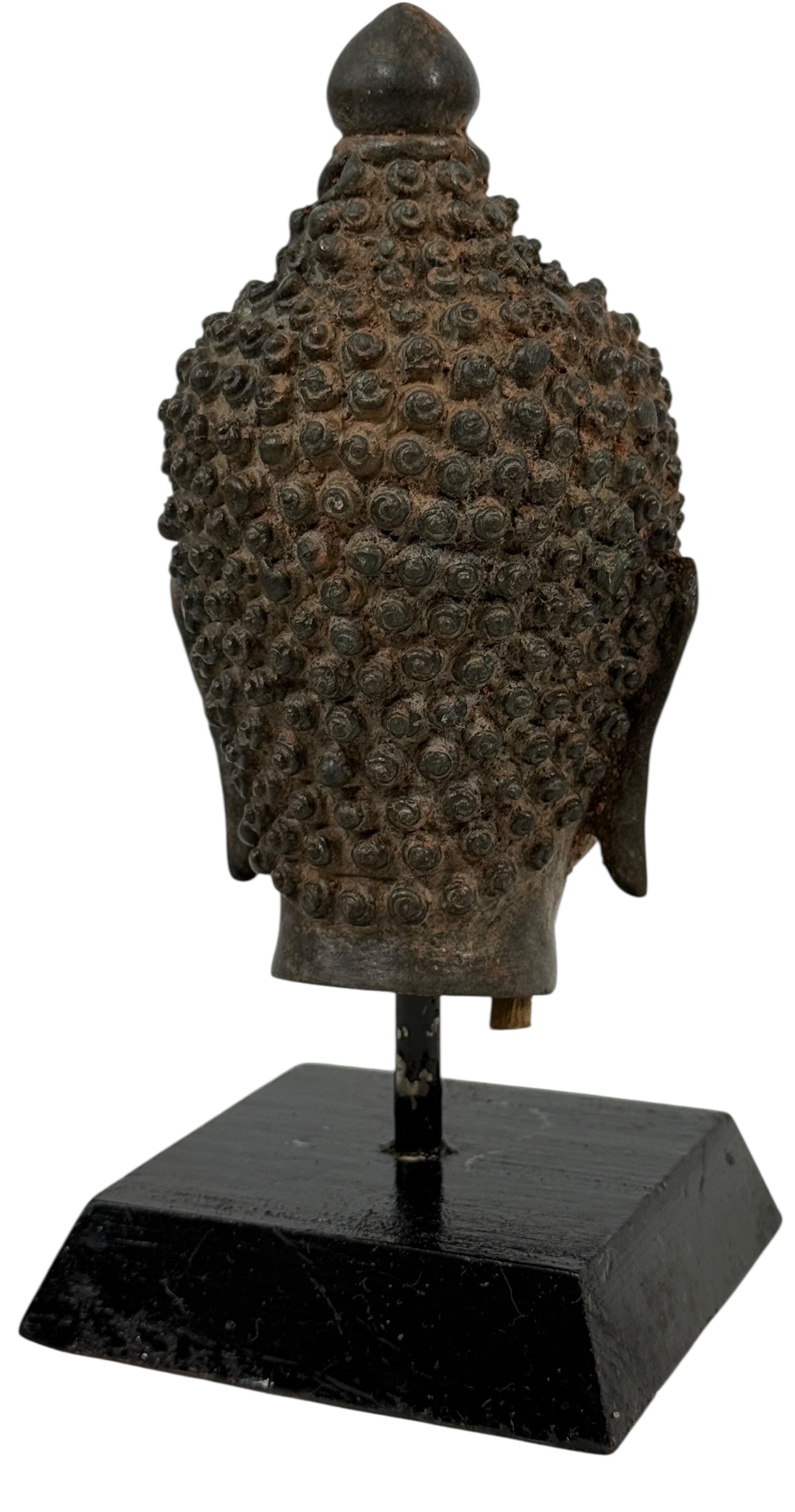  Bronze Buddha Head Sculpture on Stand – Mid-Century Thai Style