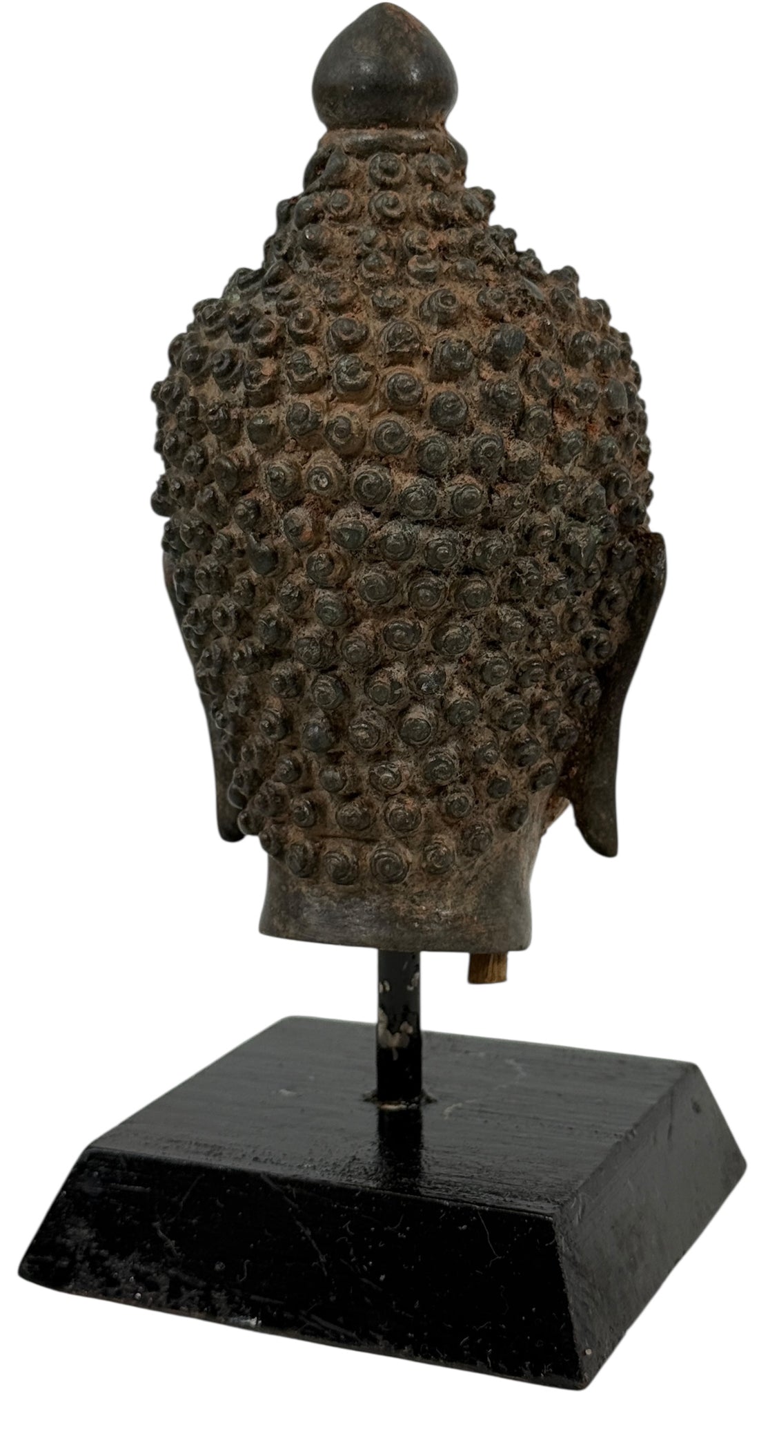  Bronze Buddha Head Sculpture on Stand – Mid-Century Thai Style