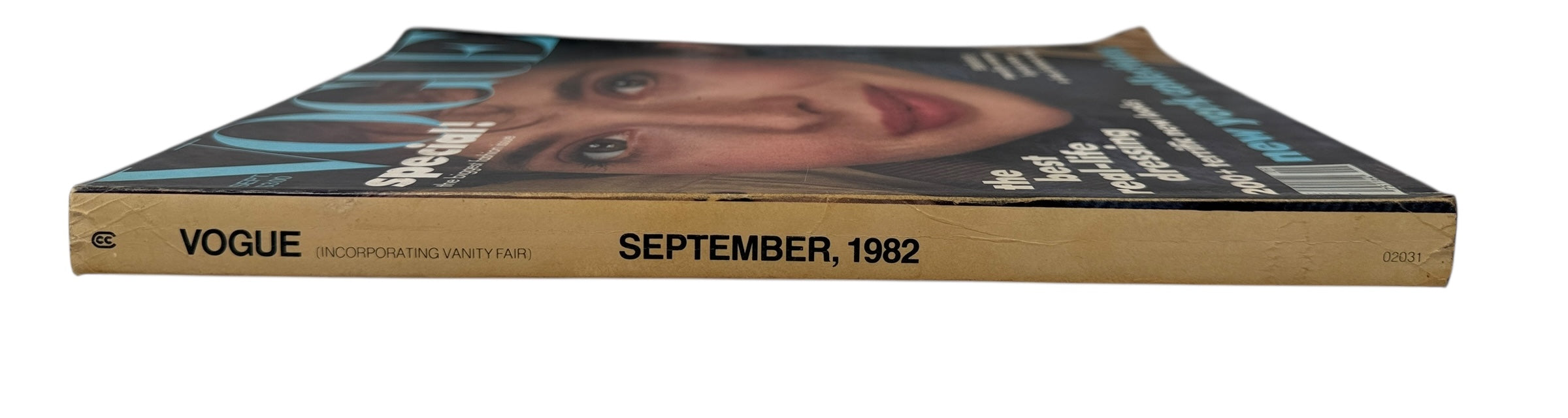 Vogue magazine from September 1982 with a cover featuring a person's face.