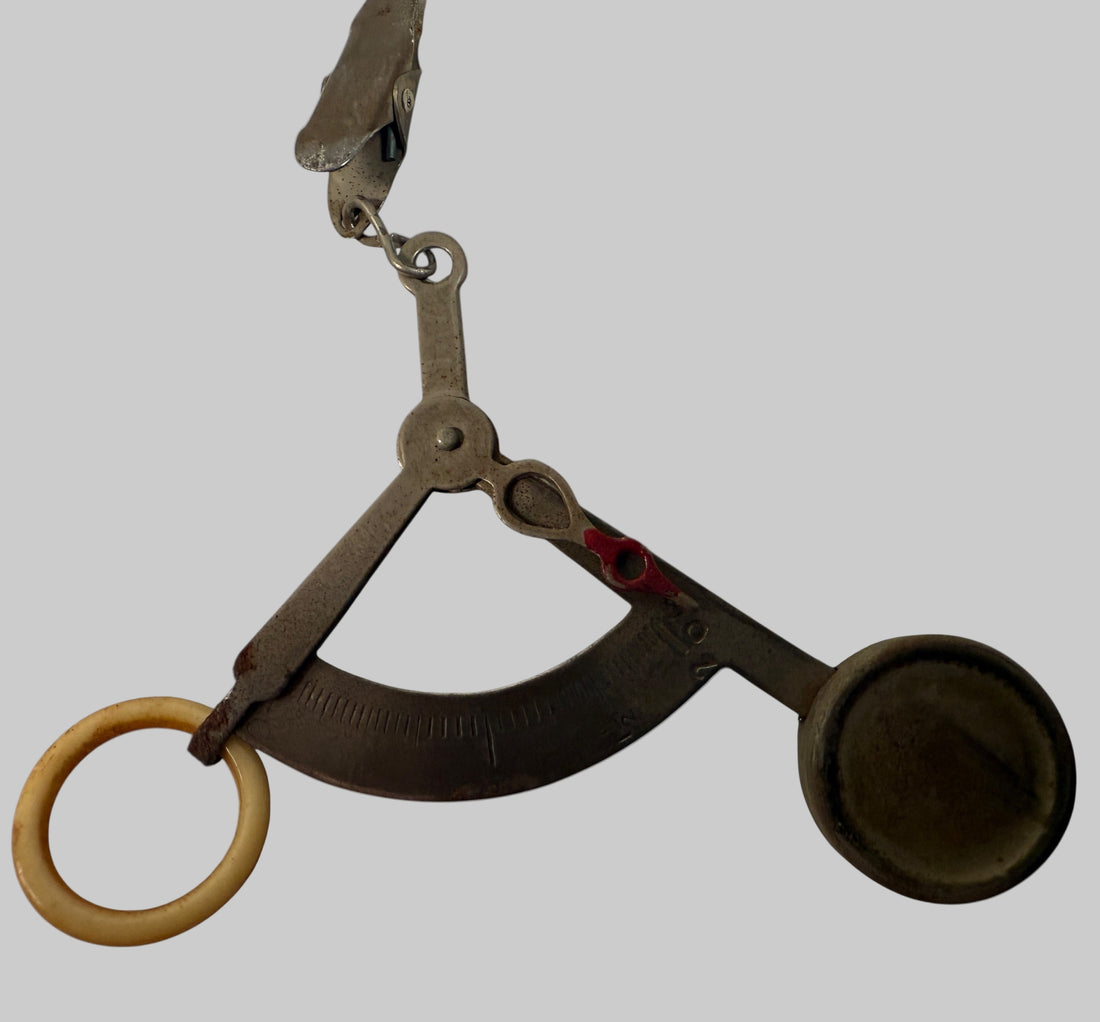 WWII-Era U.S. Postal Rate Card & Handheld Letter Scale – Metal with Original Chart