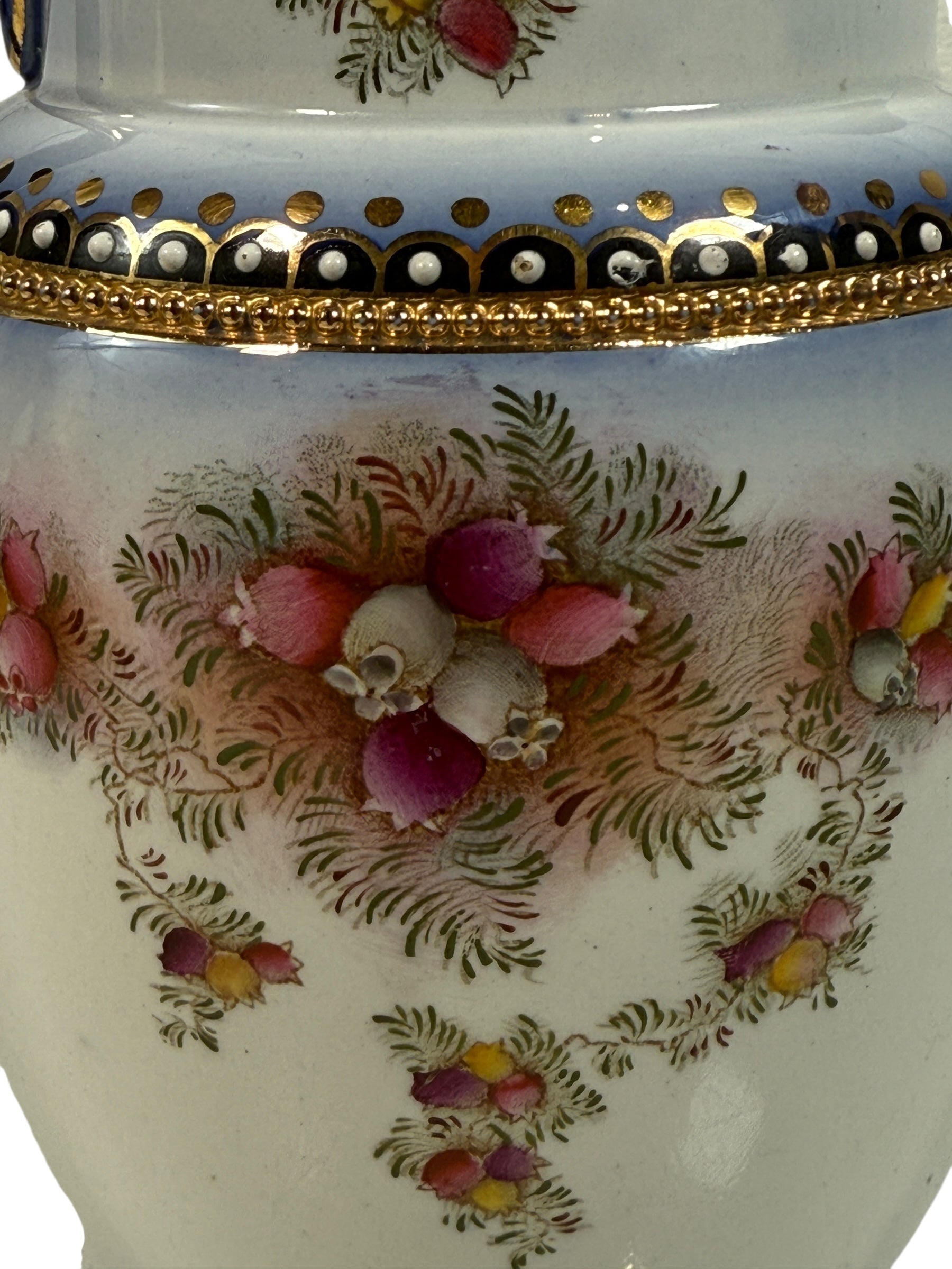 Antique W&amp;R Carlton Ware tea set RN 488460 – hand-painted cobalt floral gilt trio, Stoke-on-Trent England, 1910–1925, genuine silver-lined teapot.