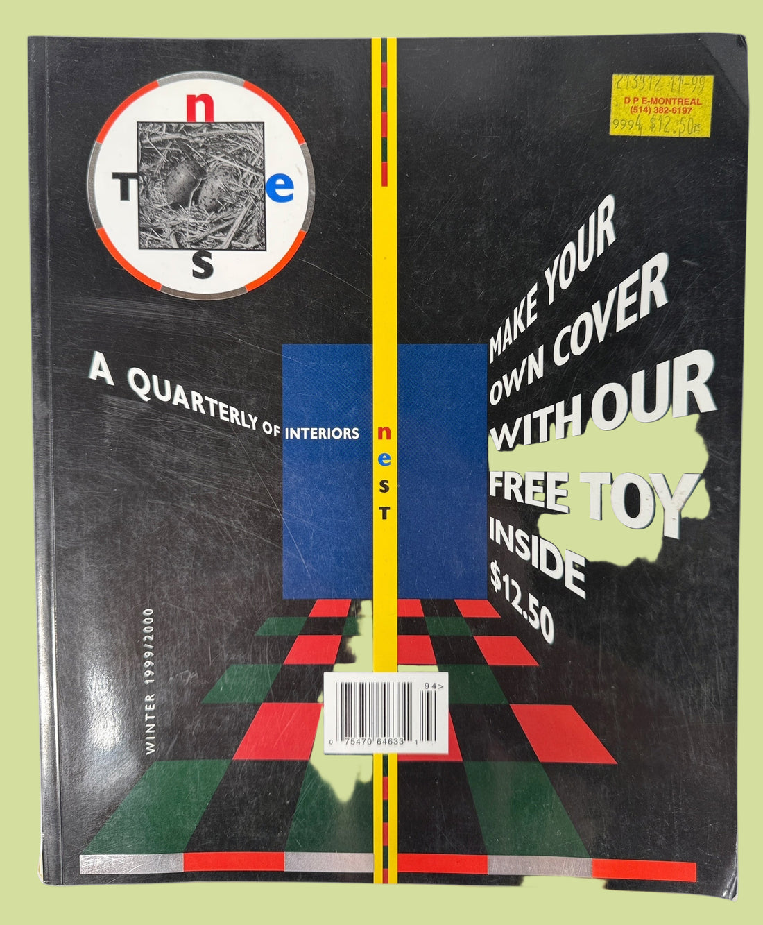 Collectible Nest Magazine Issue #7 (Winter 1999–2000). Bold interiors quarterly edited by Joseph Holtzman. Rare “Free Toy” concept cover.