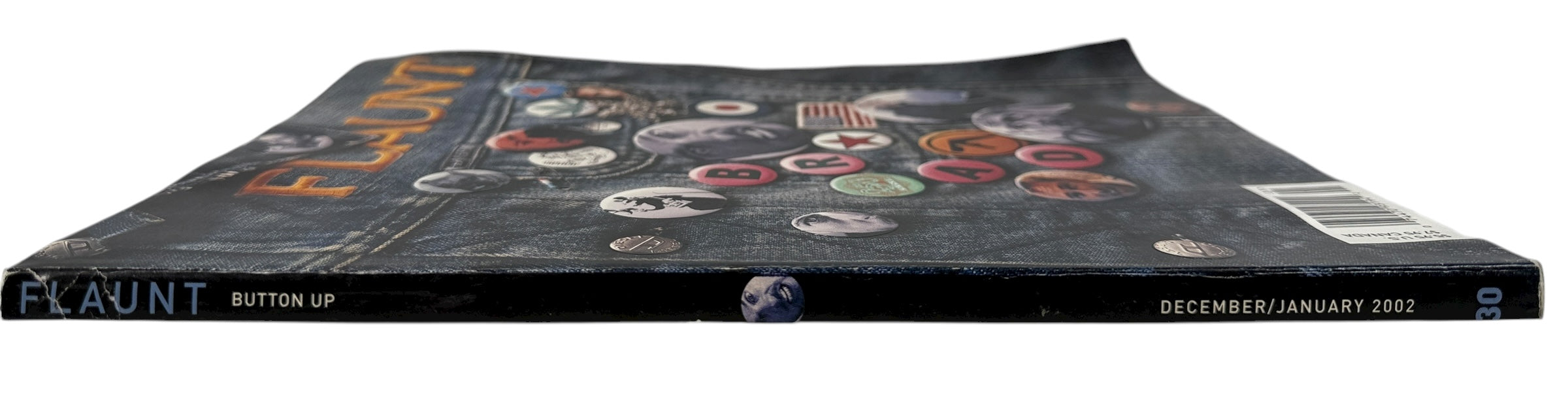 Rare Flaunt Magazine Dec/Jan 2002 #30 featuring Brad Pitt “Button Up” cover, complete issue with original ads, excellent condition collectible copy.