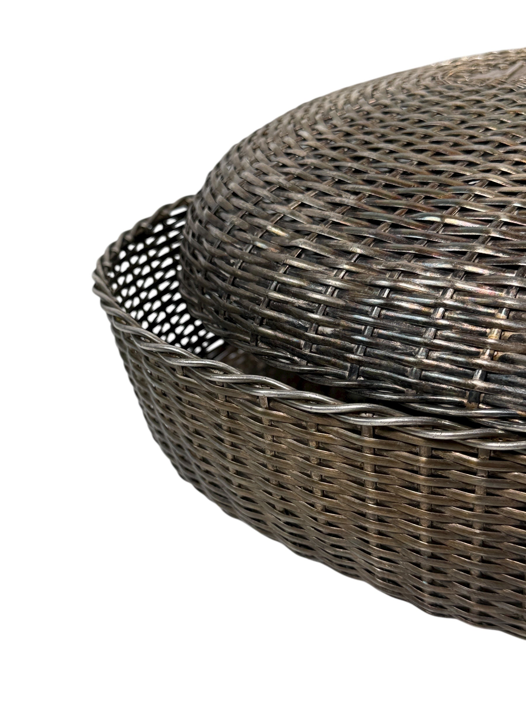 Mid-Century Israeli Silver-Plate Bread Basket with Dome Lid