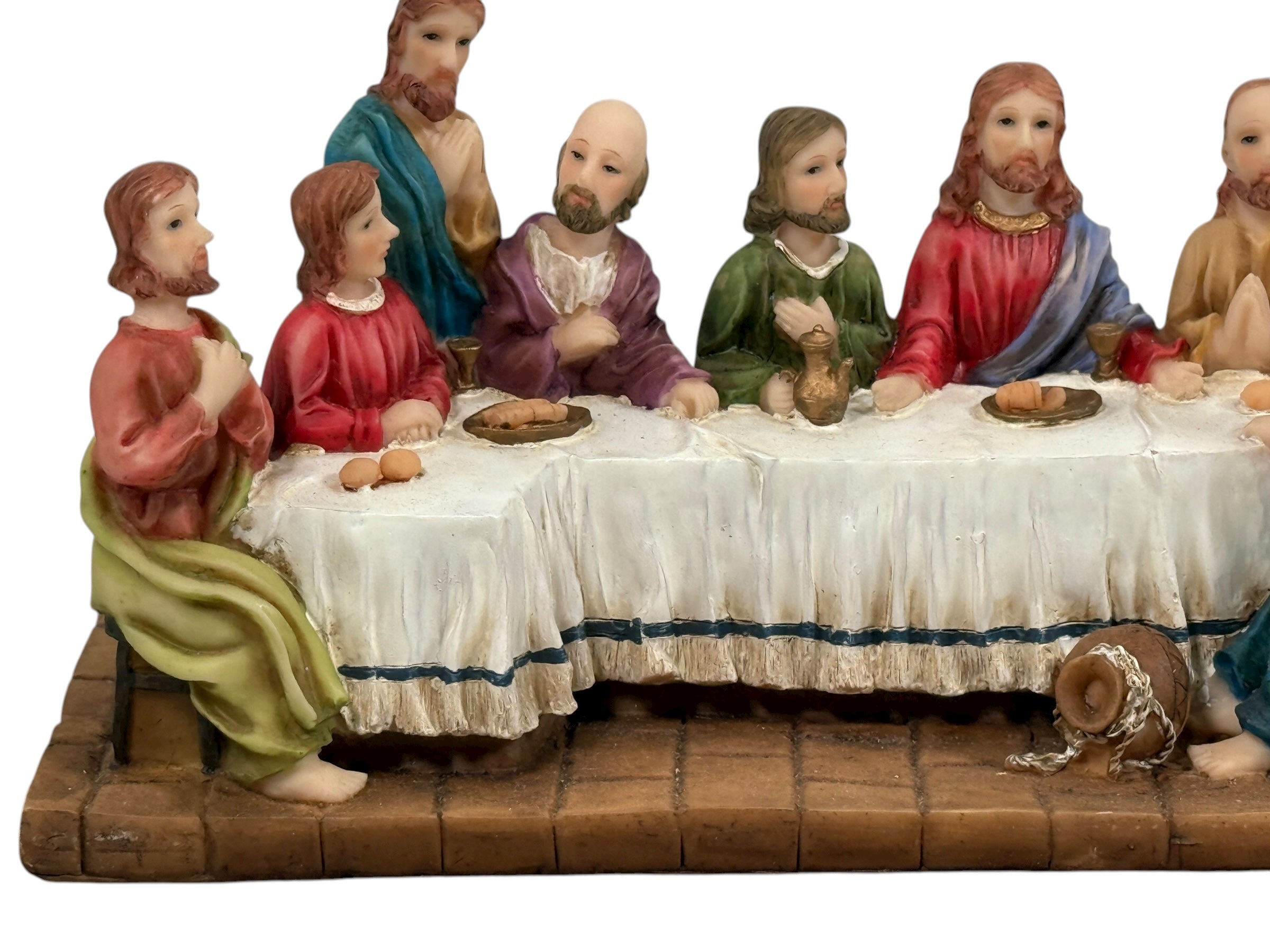 Decorative Last Supper resin figurine by Girasol S.A. Detailed 13-figure tableau, great for home or devotional décor. Eco Depot Montreal.