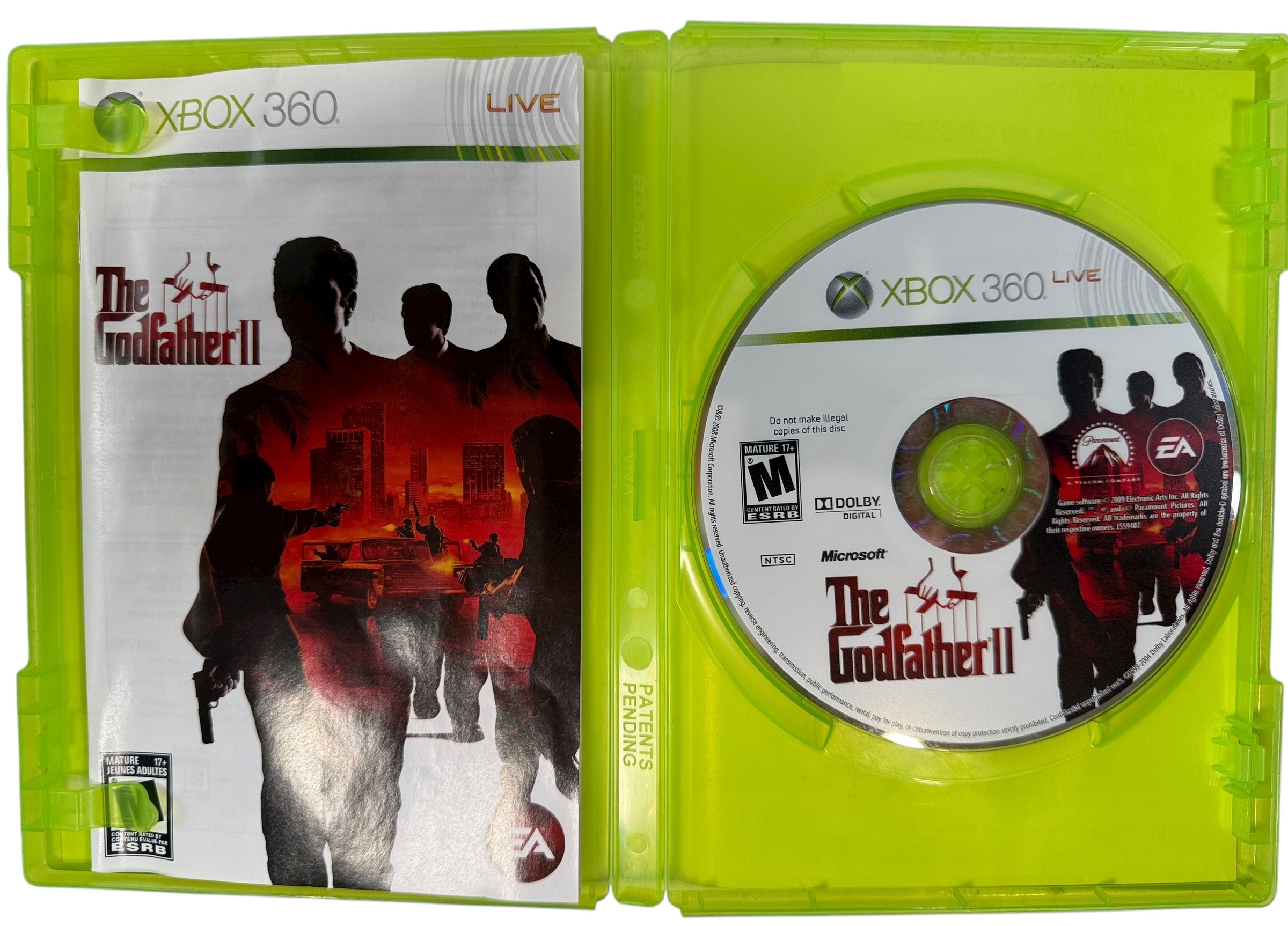 The Godfather II for Xbox 360. Complete with manual, excellent disc, tested NTSC edition. Ships from Canada. Great value for collectors and gamers.