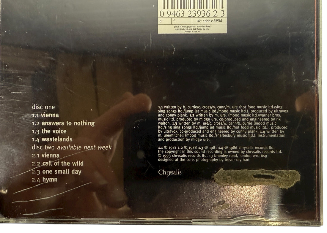 Ultravox Vienna 1993 Chrysalis collectors edition CD1. Replacement disc with artwork. Includes Vienna, The Voice, and more. Great for restoring 2CD set.