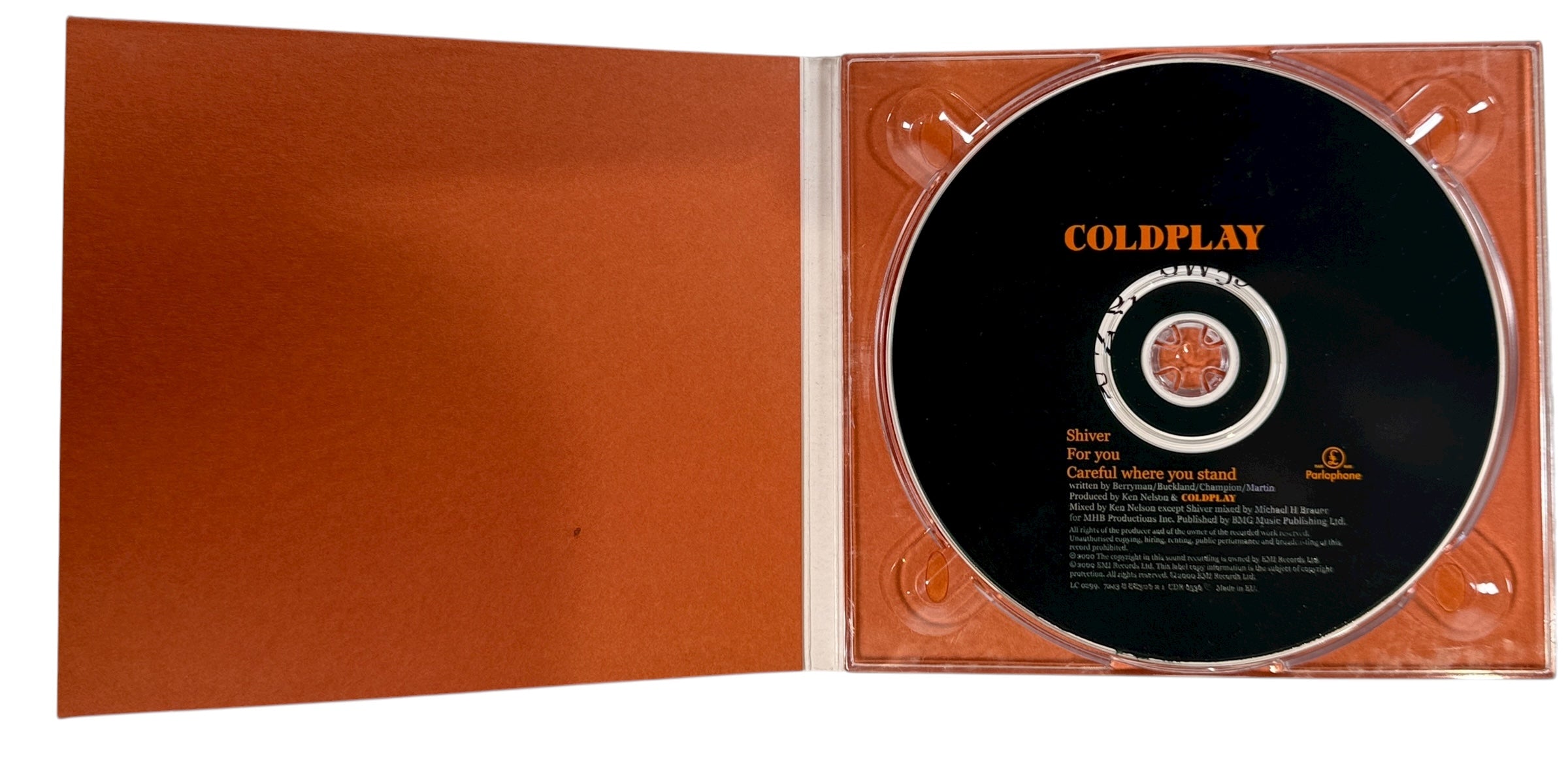 Coldplay Shiver 2000 UK CD single on Parlophone. VG+ disc in original gatefold sleeve. Includes For You and Careful Where You Stand. Ships from Canada.
