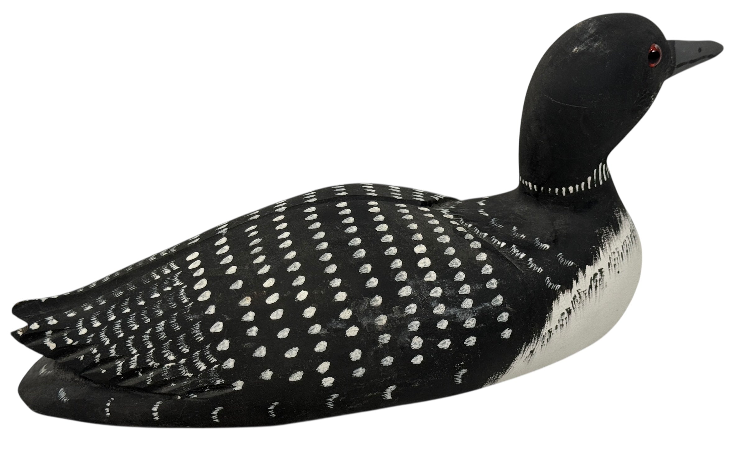 Large 14-inch Tremblay Canada hand-carved wooden loon. Vintage folk-art décor piece with original paint and maker’s stamp. Great display sculpture.