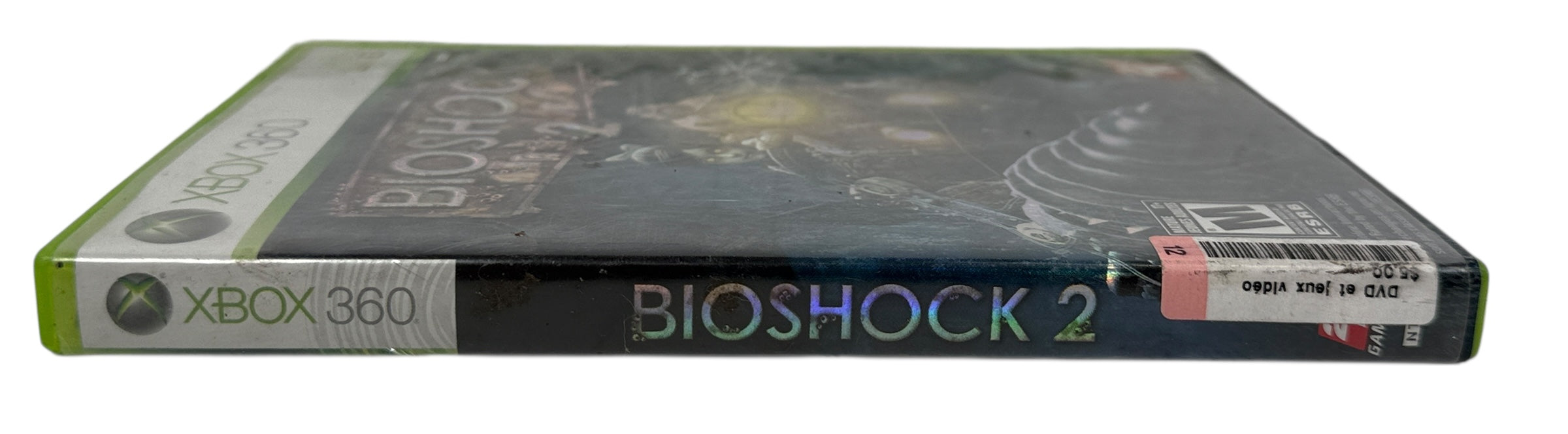 BioShock 2 Xbox 360 complete with disc and manual. NTSC edition in good working condition. Classic action shooter in Rapture. Fast Canadian shipping.