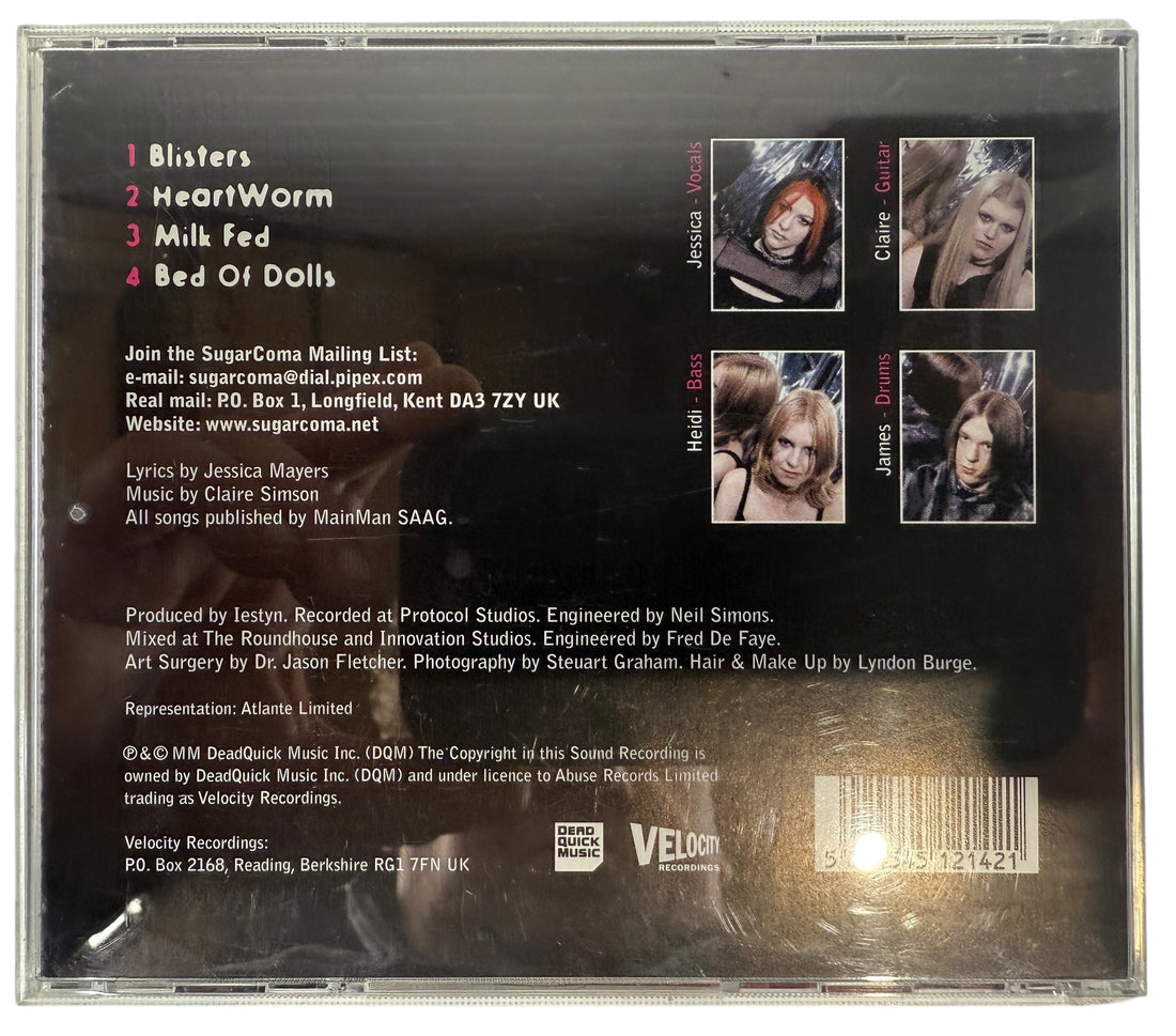 Original Sugarcoma Blisters CD EP on Velocity Recordings. UK alternative rock from the late 1990s. Clean disc, VG condition, cult underground release.
