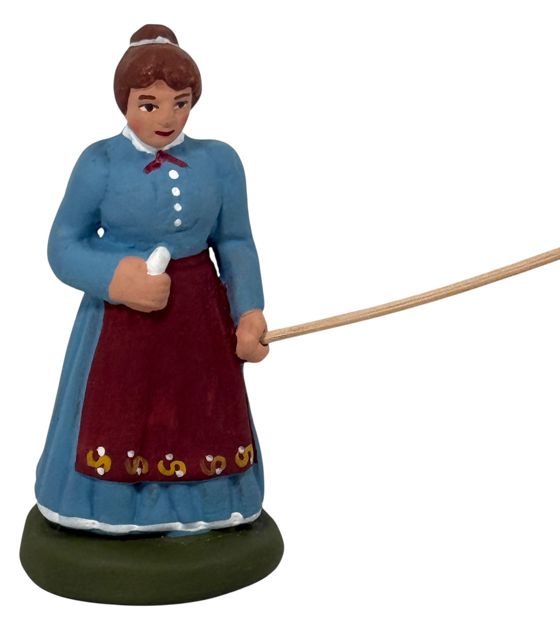 Mid-century French Aubagne pottery figurine by N. Dilandro. Handmade Provençal faience village woman, 1950s French folk art décor.